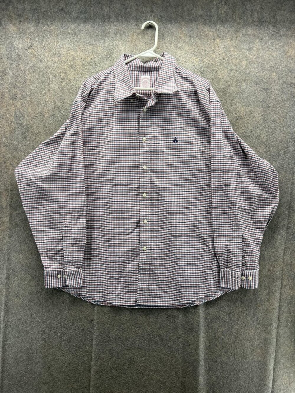 Brooks Brothers Dress Shirt Mens 2XL Multicolor Check Non Iron Long Sleeve